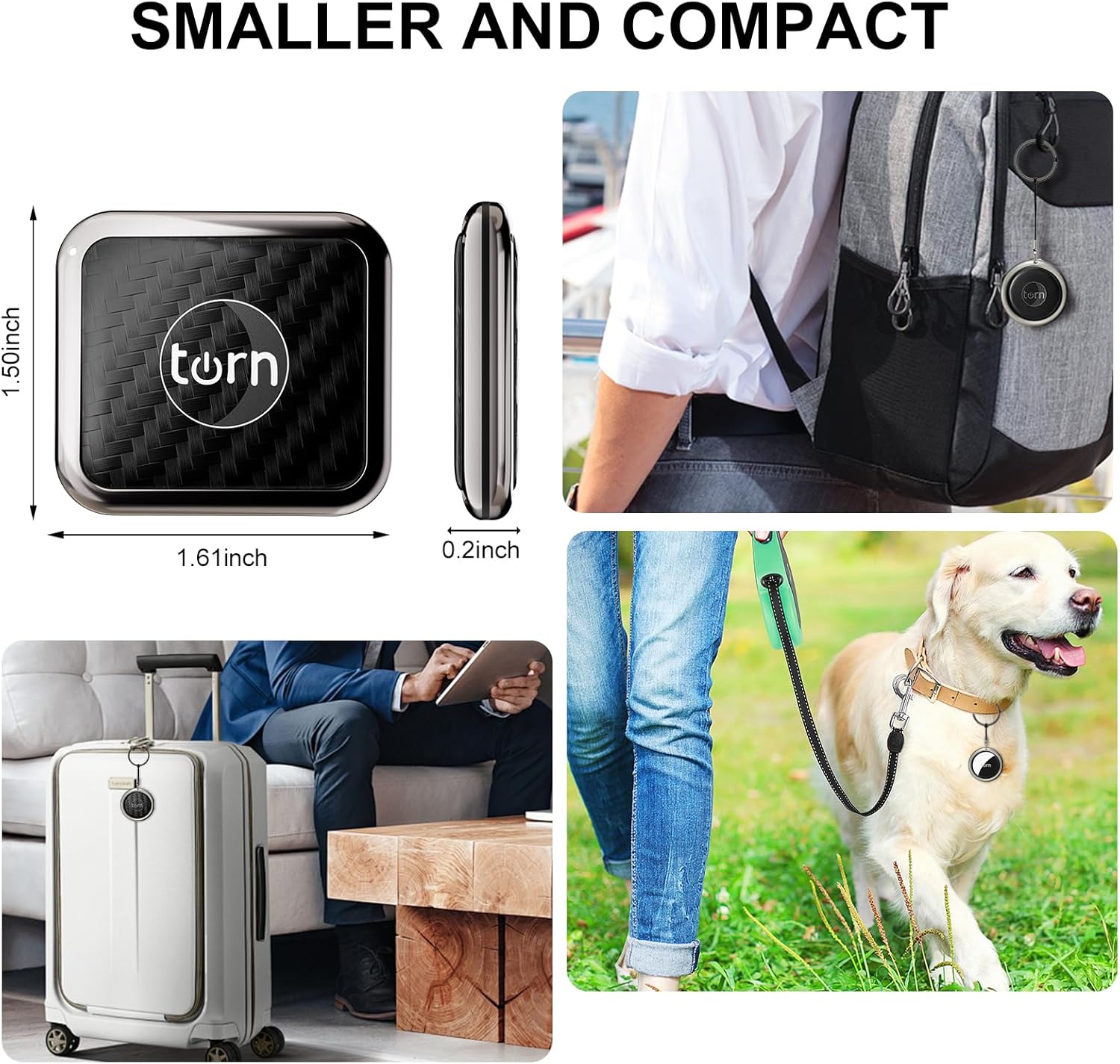 Item Finders Tracker Work for Apple Find My (iOS Only) APP GPS Tracker Tag for Dogs,Cats, Luggage, Keys, Backpack, Satchel Etc. (Black&White&Carbon 3pack)