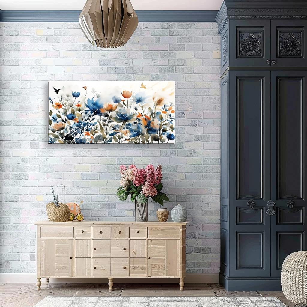 KZKU Watercolors Floral Canvas Wall Art Prints for Home Decor Living Room Dining Room Bedroom Office Wall Decor Multicolored Flowers Canvas Artwork Size：20x40inch - Image 5