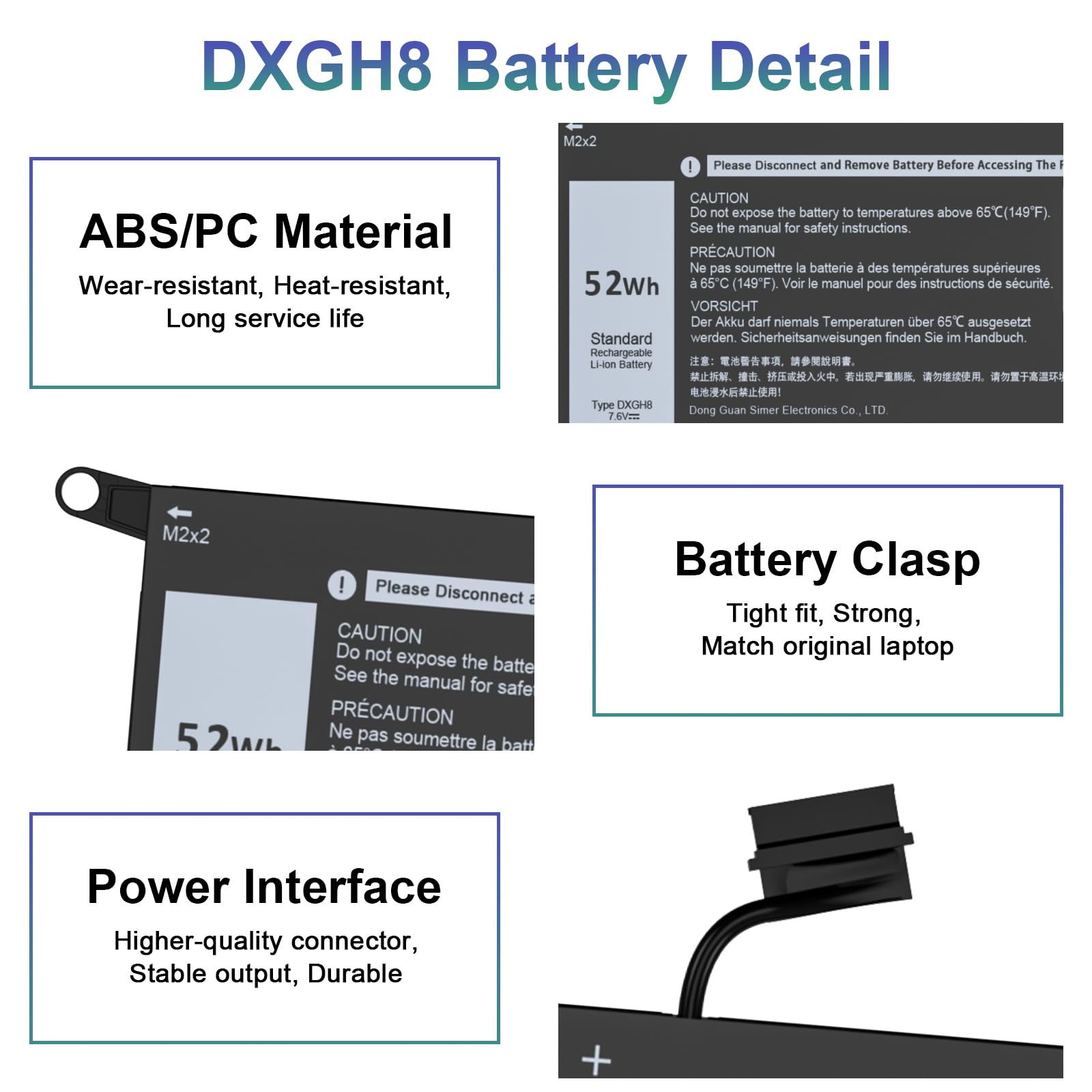 Amazon.com: Easy Style 52Wh DXGH8 Laptop Battery Replacement for