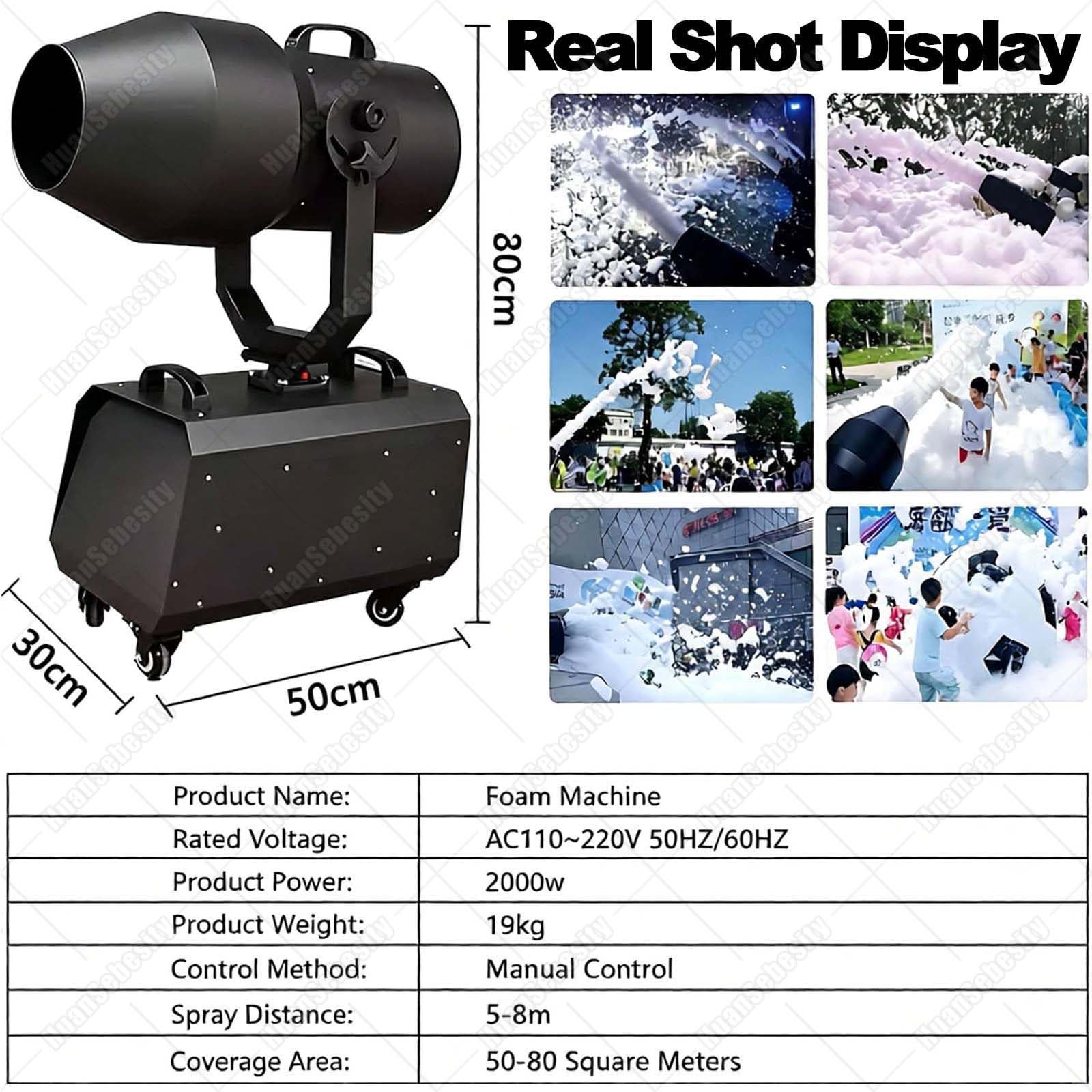 Schaumstoff Maschine Für Partys Im Freien Bühneneffekt | Schaumkanonenmaschine Für Weihnachtliche Atmosphäre Reichweite 40M² Reichweite 6–10 M,Shaking Head Dj-Equipment(2000w)