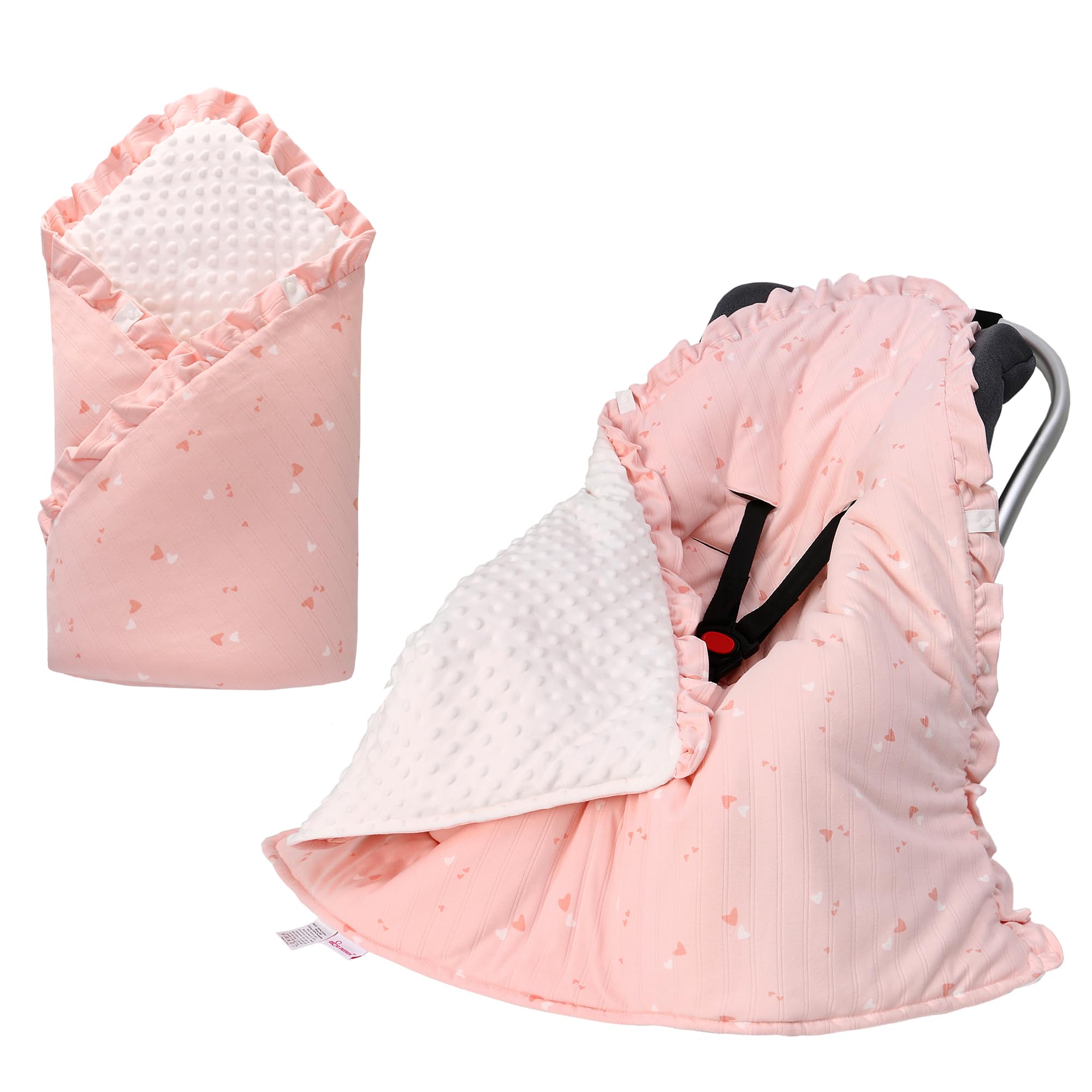 Baby Swaddle Blanket Wrap for Car Seat 3.5 Tog 0-12M 35*35 in (pink)