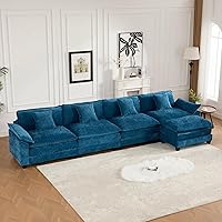 Vista 152 de Sofás seccionales grandes de 115.34" para sala de estar, sofá de pana color camel de asiento profundo de 3 plazas en forma de L, sofá seccional