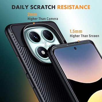 PIXFAB for Xiaomi Redmi Note 15 4G/5G / Poco M8 5G Case, [Slim Fit] Stylish Brushed Shockproof Carbon Fibre [Protective Case] Cover, Gel Rubber Phone Case Cover for Redmi Note 15 / Poco M8 5G - Black