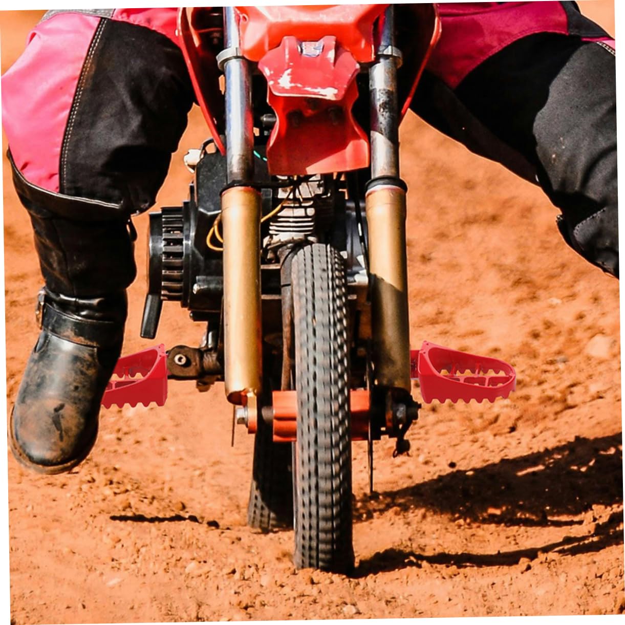 Estriberas Delanteras para Pit Bike 4 Piezas de Aluminio Rojo
