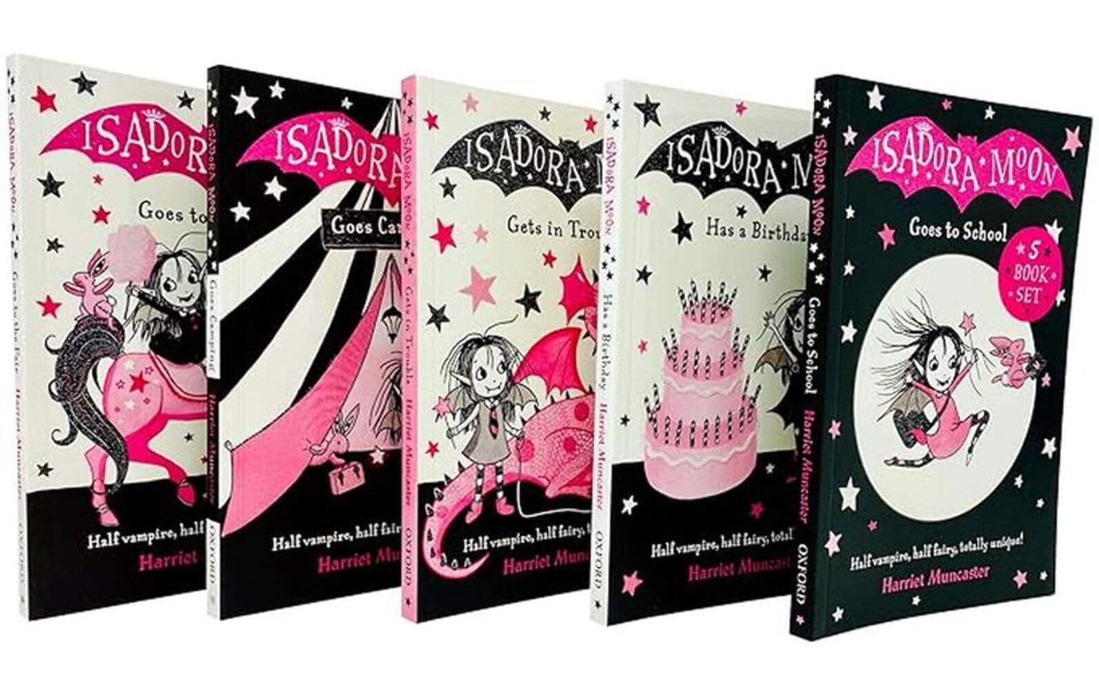 Isadora Moon 5 Books Collection Set by Harriet Muncaster (Goes Camping, Goes to the Fair, Goes to School, Has a Birthday & Gets in Trouble)