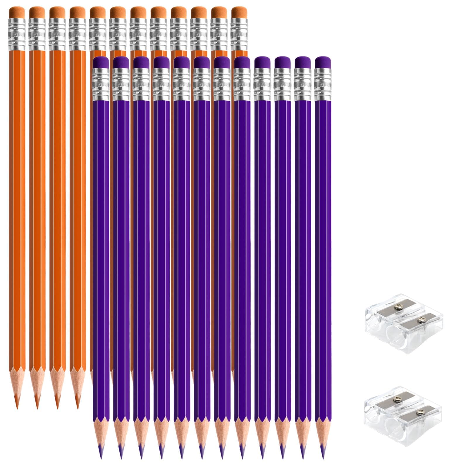 24 PCS Purple Orange Colored Pencils, Pre-sharpened Professional Wooden Art Pencils Set f…