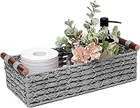 Vista 1 de Cesta de almacenamiento pequeña de mimbre con asa, cestas decorativas para organizar, recipiente de almacenamiento decorativo para encimera, cesta