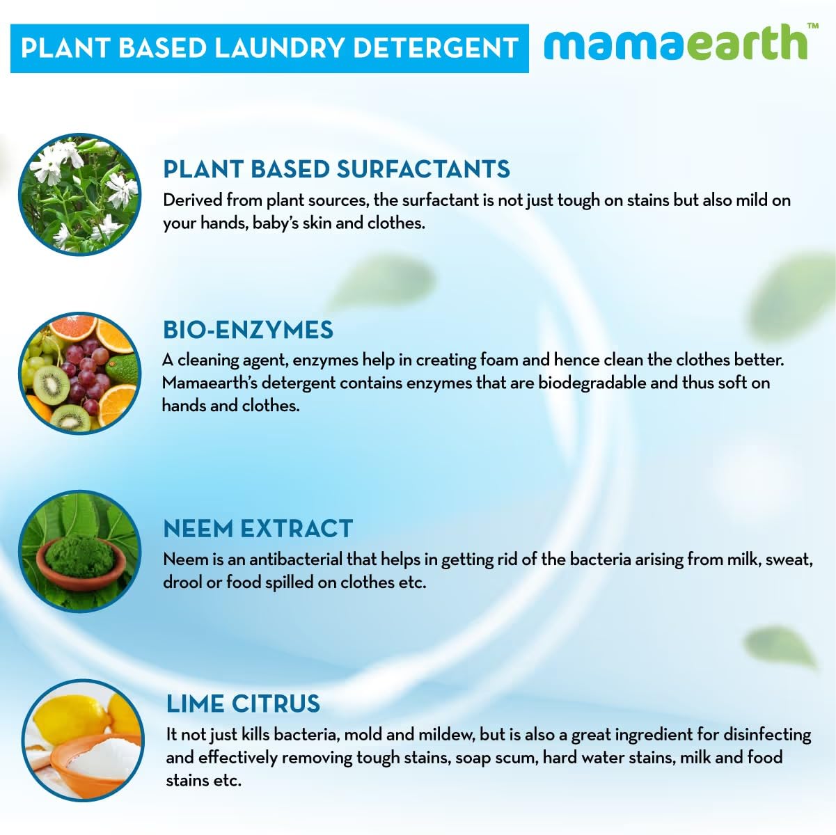Mamaearth's Plant Based Baby Laundry Liquid Detergent, With Bio-Enzymes and Neem Extracts, 200ml 1