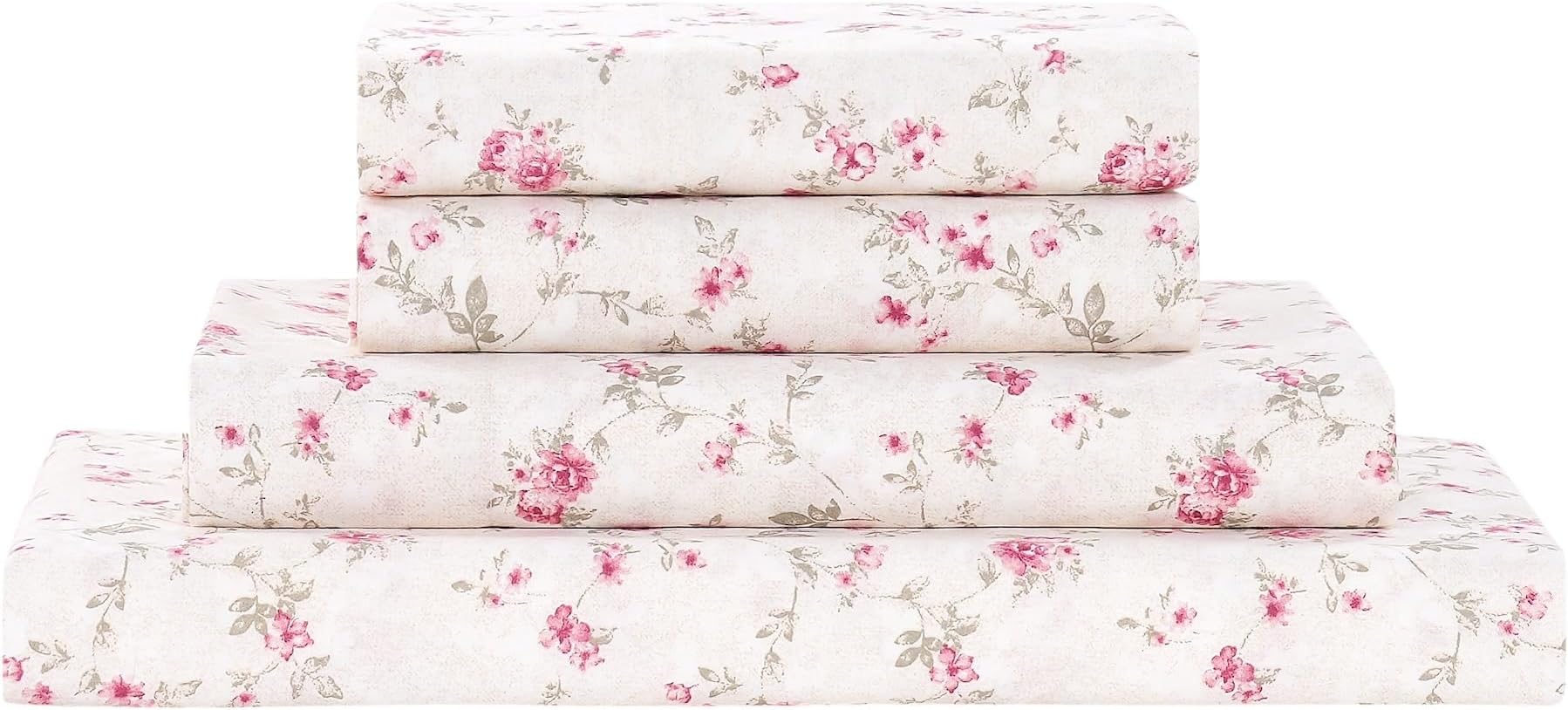 Modern Threads Printed 4-Piece Extra Soft Bedding Sheets & Pillowcase Set, Deep Pocket up to 16 inch Mattress Kashmir Rose King