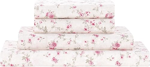 Modern Threads Juego de sábanas y fundas de almohada extrasuaves estampadas, 3 piezas, bolsillo profundo de hasta 16 pulgadas, color rosa de