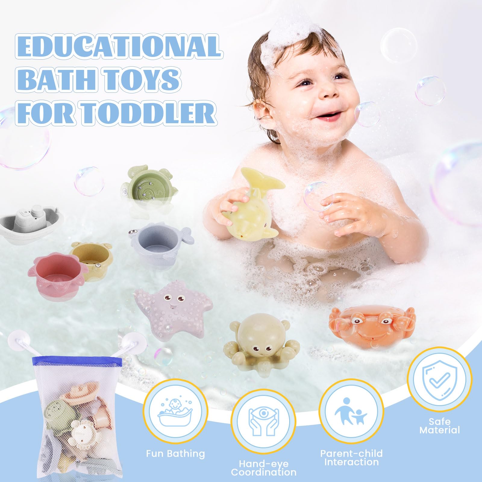 Giocattoli Da Bagno Per Bambini 1-3 Anni | Set Silicone Senza Muffa Con Animali E Spruzzi - Foto 3