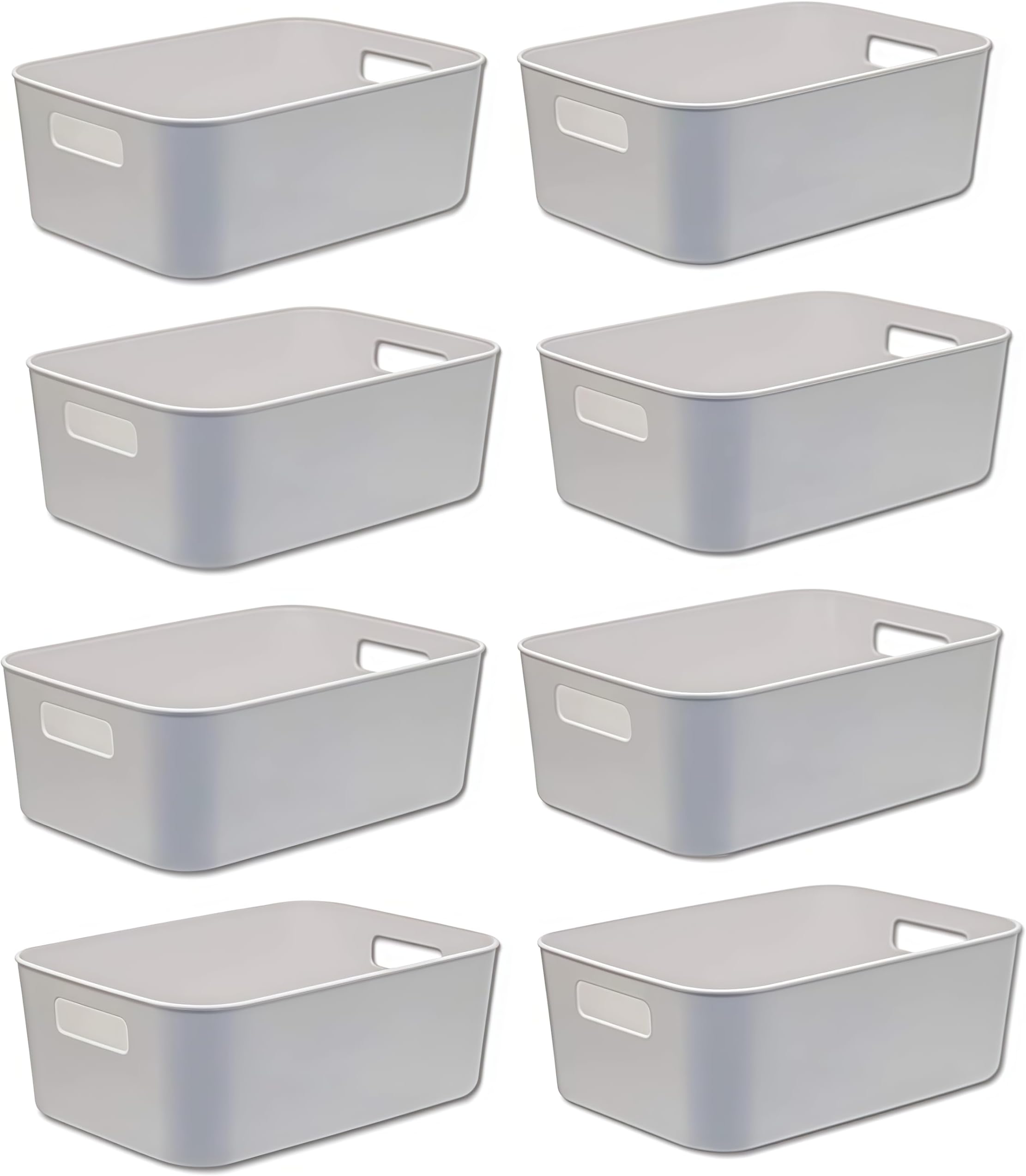 JOMILA Small Storage Bin, Durable Storage Basket Cabinet Organizer, Pack of 8 (Grey)