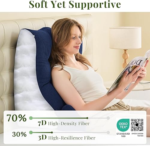 Miniatura 7 de Sasttie Juego de almohadas de cuña, 2 almohadas de lectura para sentarse, almohada de cuña de cama para dormir, después de una cirugía, reflujo