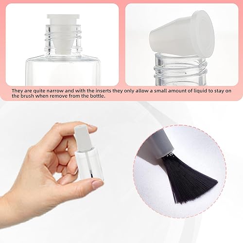 Miniatura 4 de NICENEEDED Botellas vacías de esmalte de uñas, contenedor de esmalte de uñas de plástico recargable, botellas de esmalte de uñas transparentes de