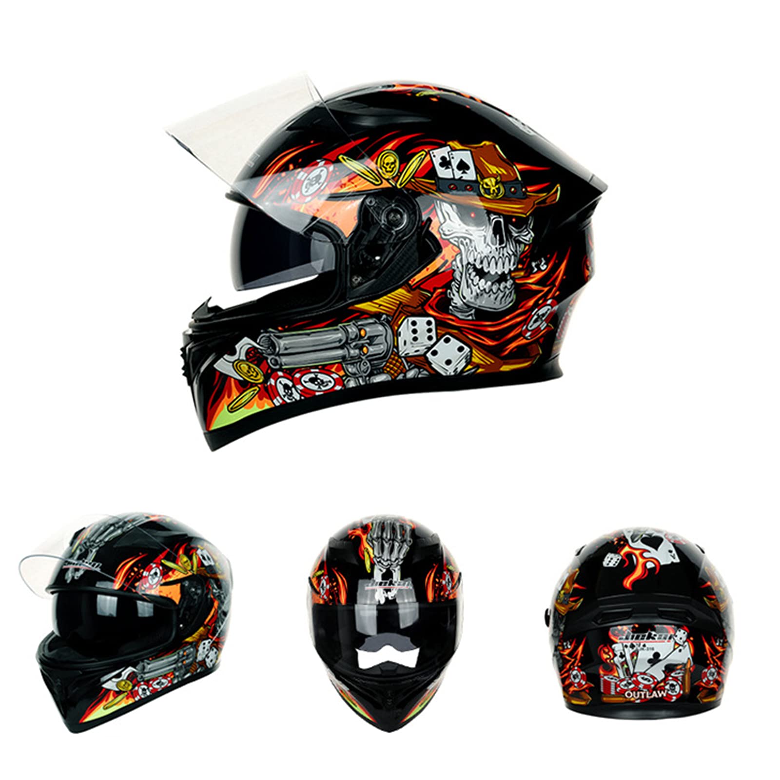 Casco Moto Integrale Casco Moto Da Strada Casco Moto Modulare Apribile Con Doppia Visiera Omologato DOT/ECE Per Uomo E Donna,Black 2,XL