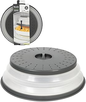 TovoloMicrowave Splatter Cover for Food, Large (Charcoal) - Collapsible & Vented Silicone Splatter Guard Lid - Microwave Plate & Dish Cover with Handle - BPA-Free Kitchen Gadget for Meal Prep
