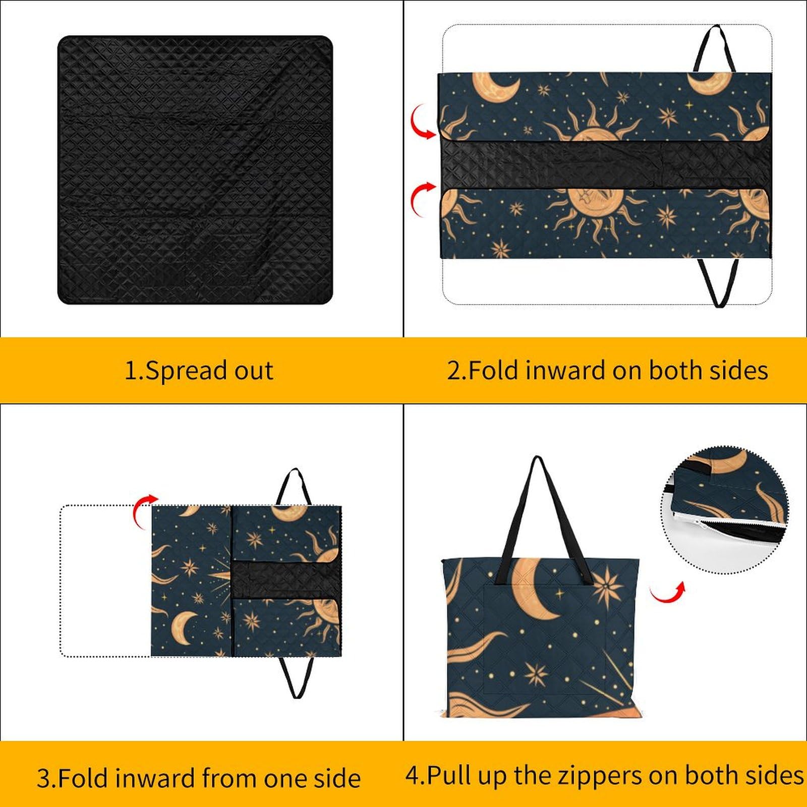3D Impression Le Ciel étoilé Couverture Pique Nique Or Tapis Pique Nique Tapis Plage Tapis Picnic pour Jardin,Nappe, BBQ, Randonnée 148x148cm