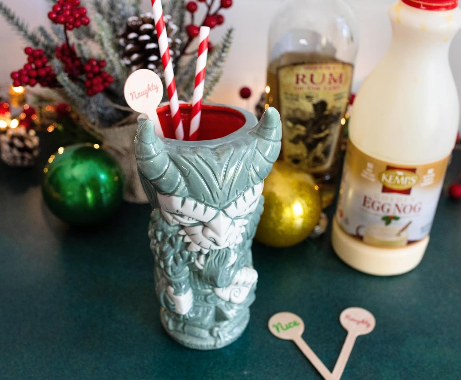 Beeline Creative Geeki Tikis Krampus Ceramic Mug | Tumbler Cocktail Glasses, Tropical Drinkware For Home Barware Set | Holiday Horror Movie Gifts And Collectibles | Holds 18 Ounces