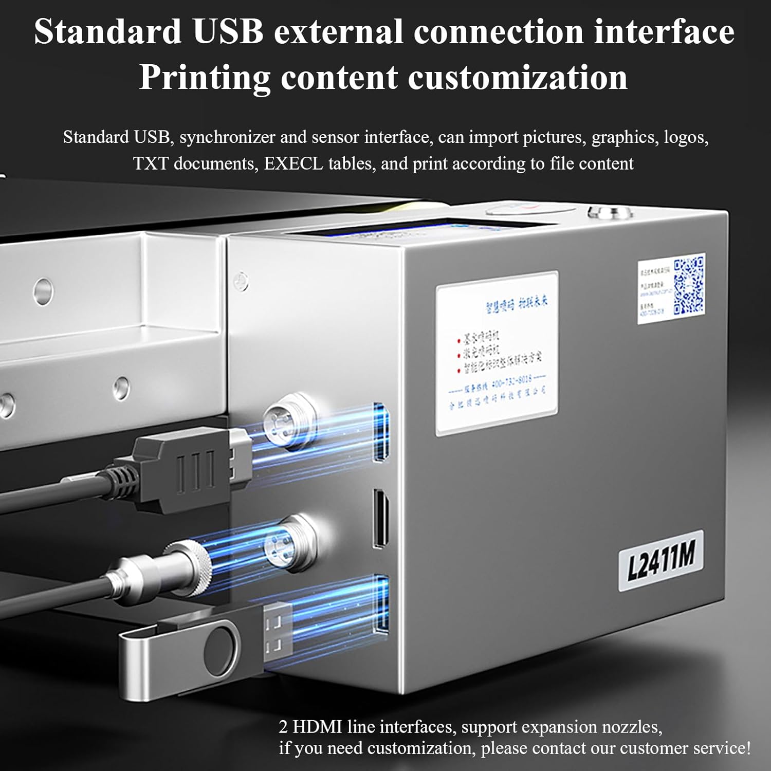 KEhtu Automatic Desktop Inkjet Printer with 4.3in Touch Screen, 40m/min Fast Inkjet, Photoelectric Synchronous Induction, Support for USB Flash Drive Import, Support for Communication Protocols