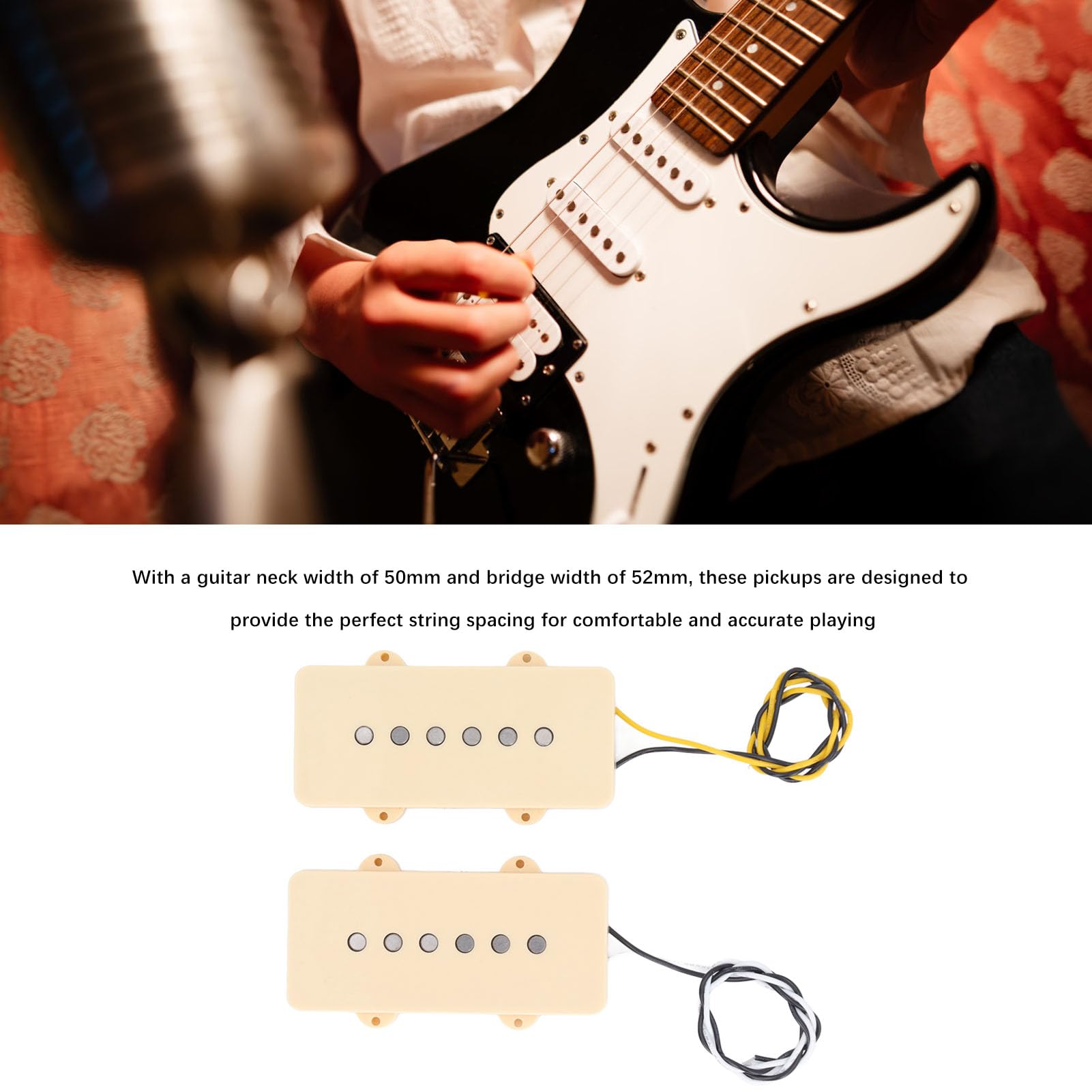 Sxhlseller Clear Sound Ensemble de Micros pour Guitare électrique à Bobine Unique Alnico 5 pour Jazzmaster, Pièces de Guitare Artisanales Professionnelles, 2 Pièces pour Guitaristes
