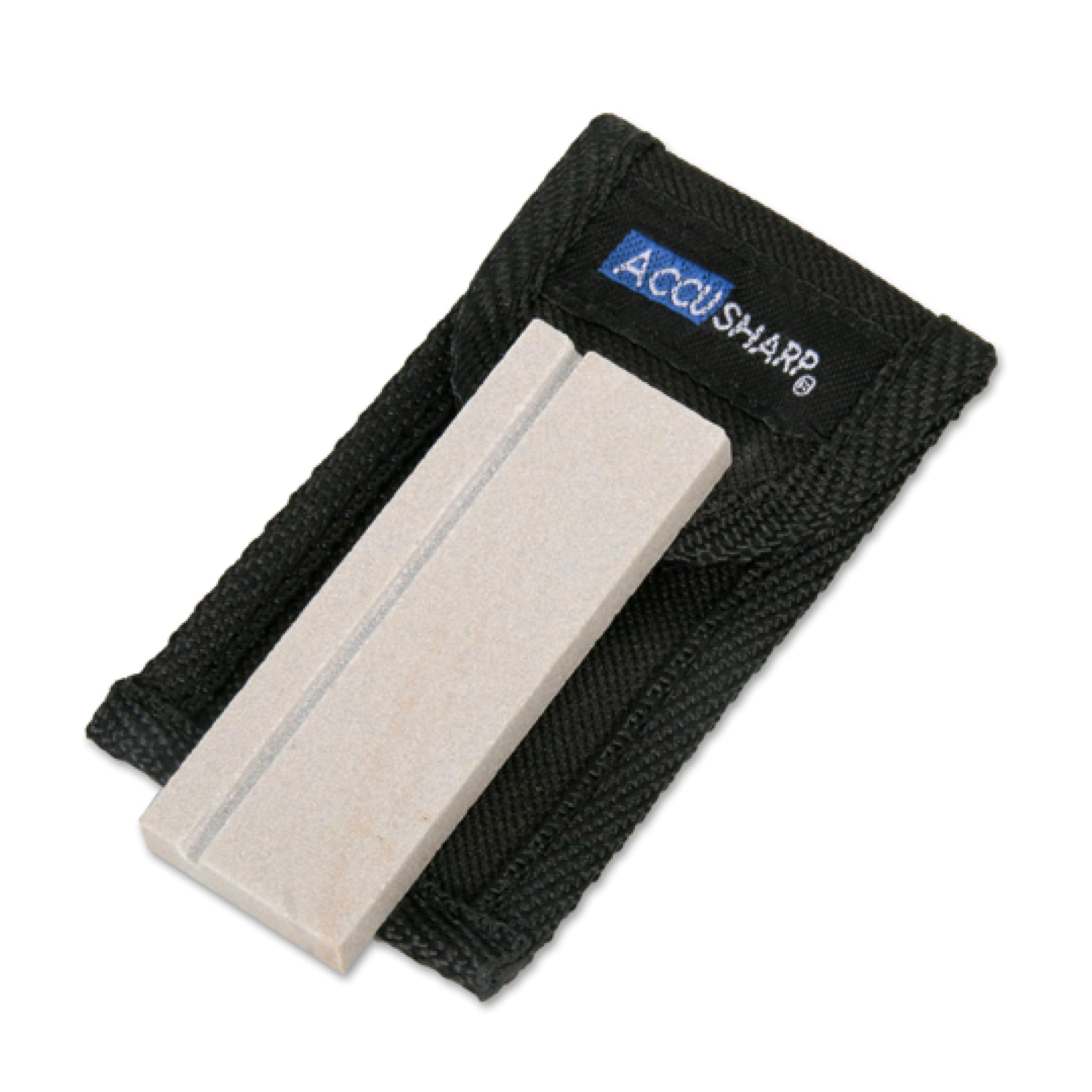 AccuSharp Natural Arkansas Sharpening Stone Pocket Stone Knife Sharpener with Pouch - Grey
