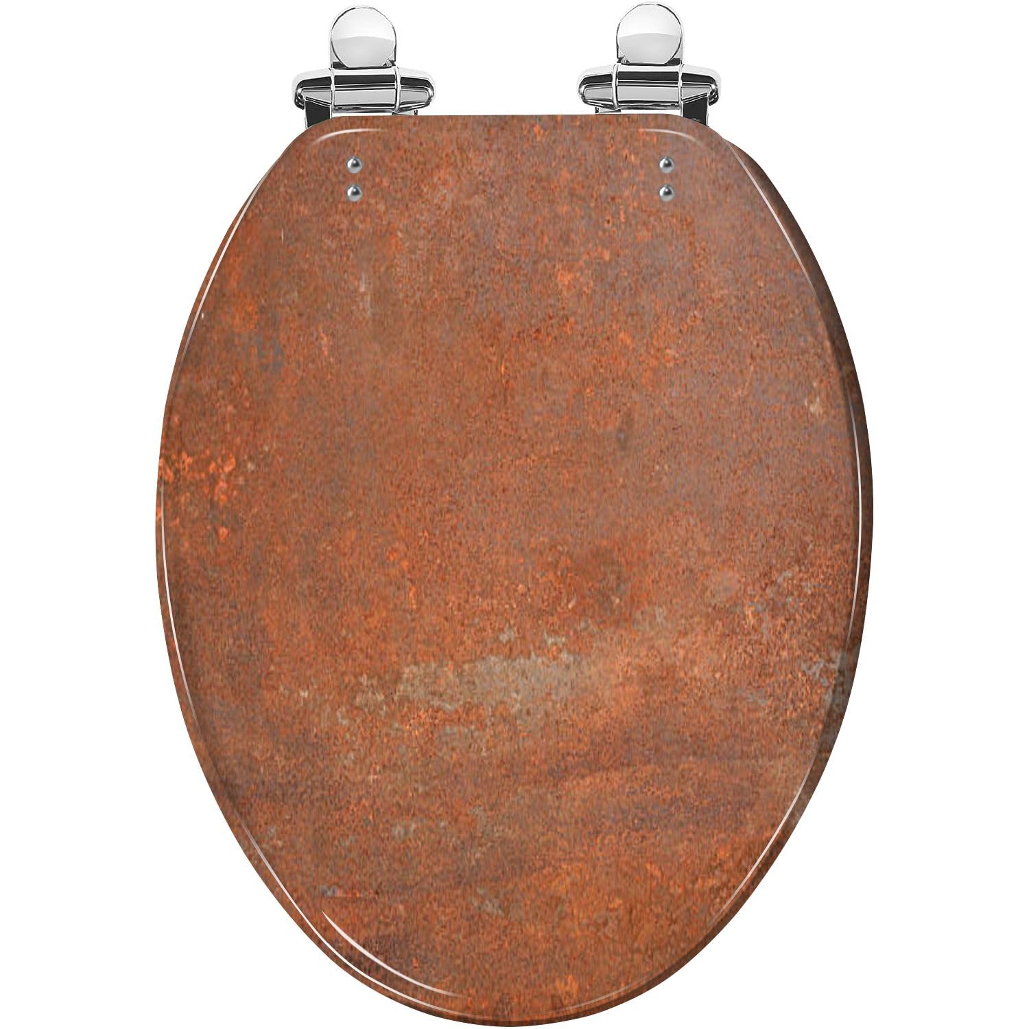 Elongated Toilet Seat Rusty Resin Toilet Seat Slow Quiet Close with Quick-Release Hinges Toilet Seat with Cover Easy to Clean Install