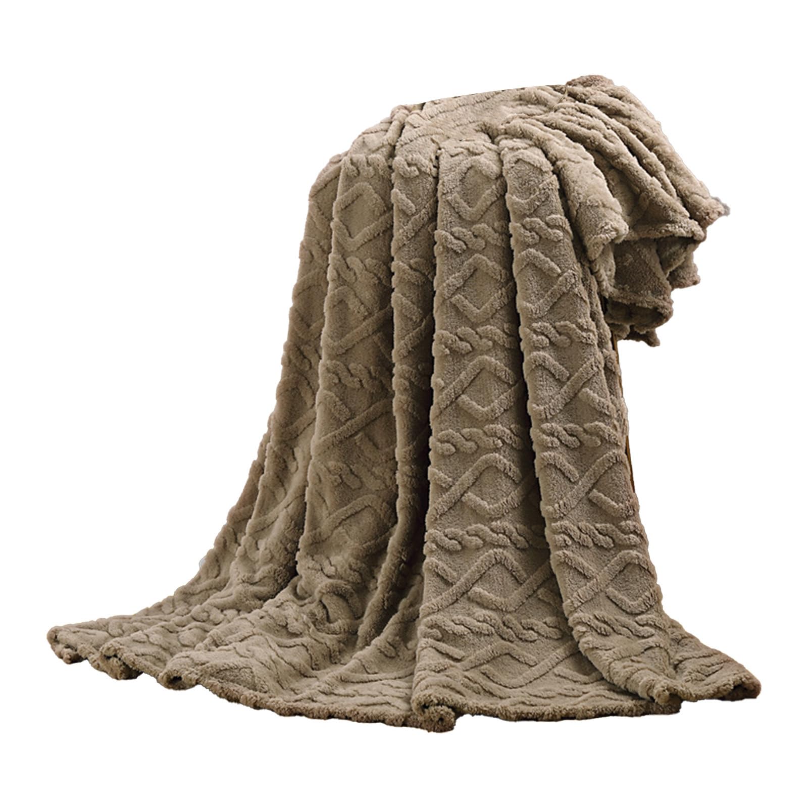 Ewleguzka Knitted Throw Blankets for Couch and Bed, Soft Cozy Knit Blanket Off White Lightweight Decorative Blankets and Throws, Farmhouse Warm Woven Blanket for Men and Women,0- Coffee,127x152cm