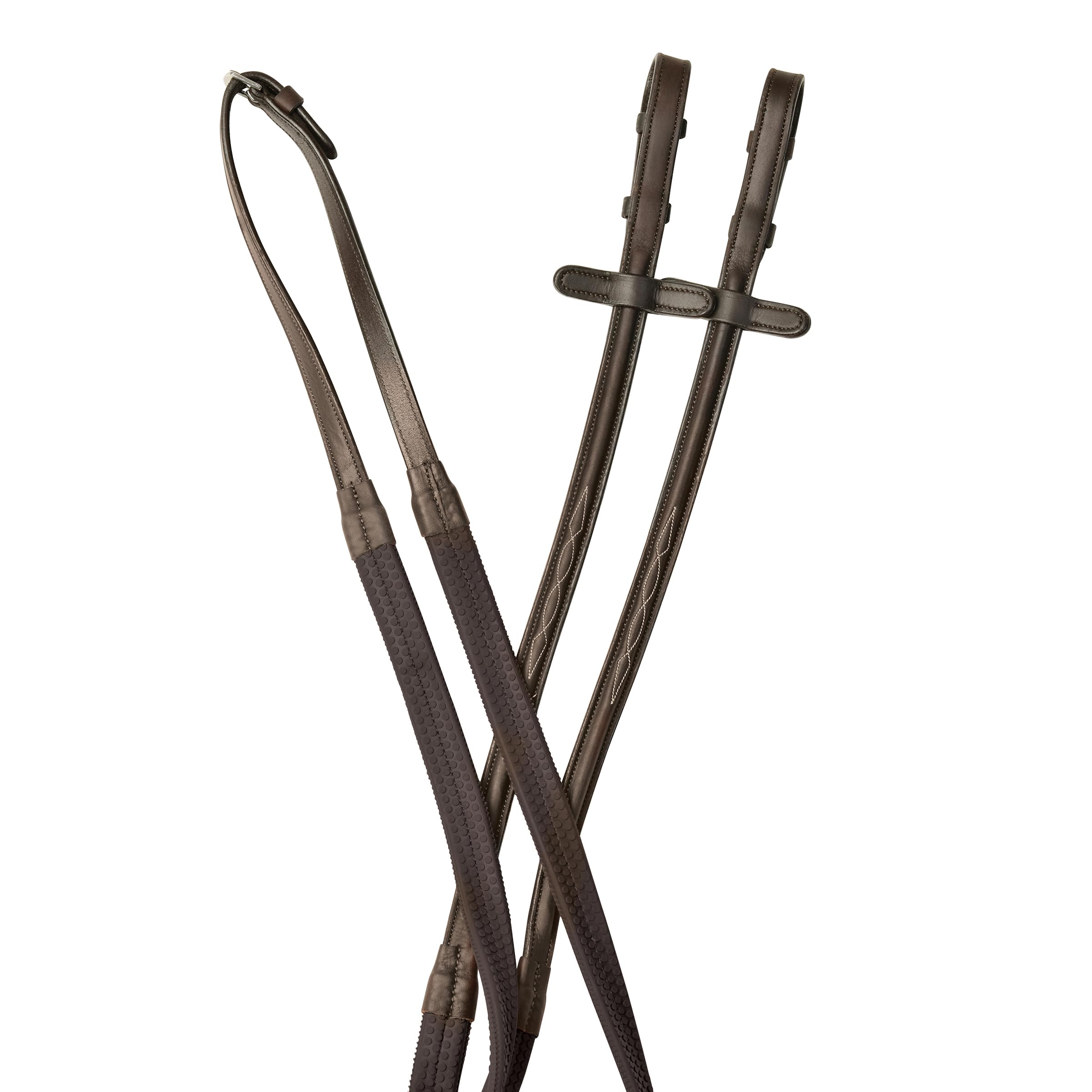 Collegiate ComFiTec Opulux Fancy Raised Rubber Reins, Dark Brown, 54"