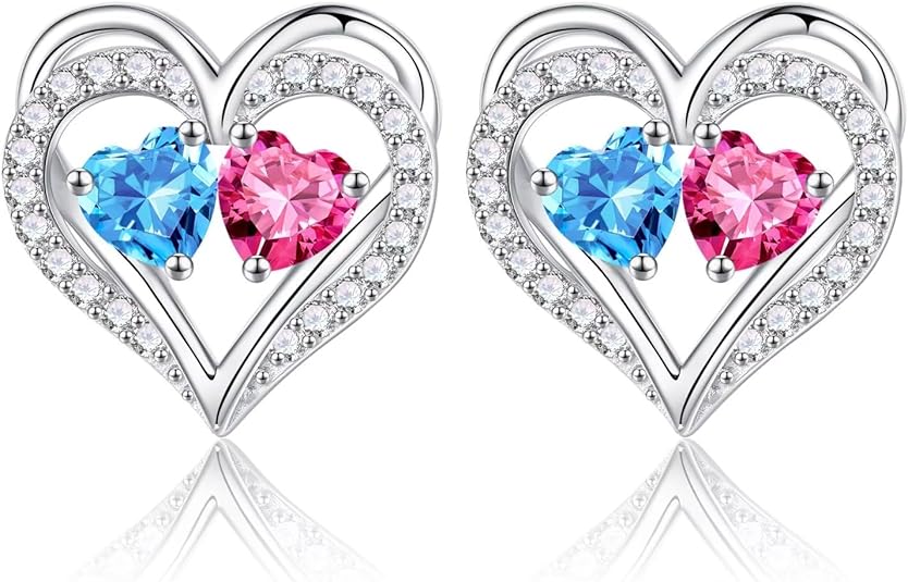 Iefil Christmas Gifts for Women Wife - 925 Sterling Silver Birthstone Earrings, Anniversary Birthday Gifts for Women Wife Girlfriend Mom