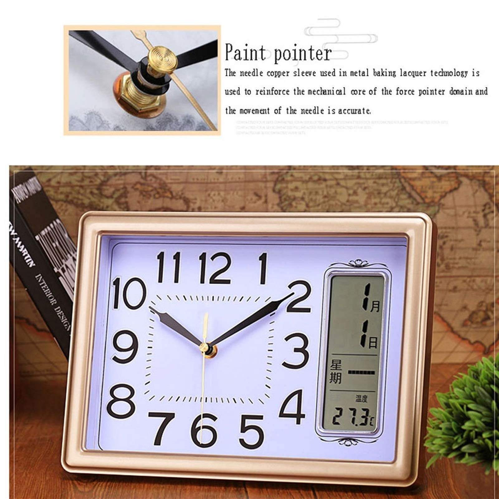 Kalendarz Perpetual Mute Calendar Clock Salon Sypialnia Zegar LCD Monitor Kwarcowy Nowoczesny Elektroniczny Desk(A)