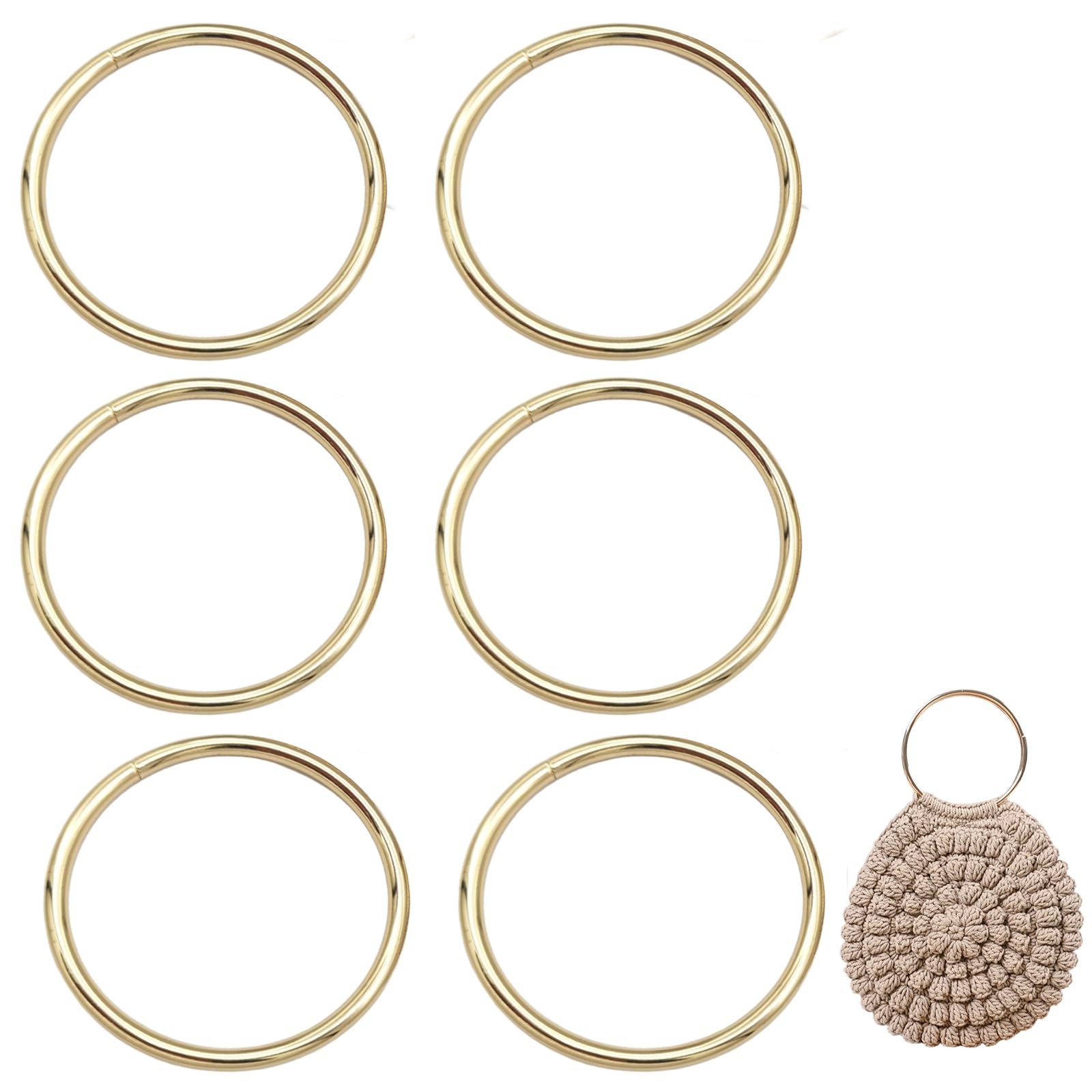 6 x Manijas Metálicas para Bolsos De Cuero, Manijas Reemplazables para Bolsos Tote, Asas para Bolsos,Asas para Bolsos Crochet,Bolsos De Mano, Artesanías De Crochet DIY