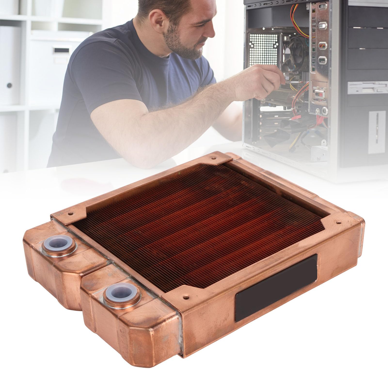 Bewinner Radiatore per Computer con Raffreddamento Ad Acqua, 7 Tubi Scambiatore di Calore in Rame Rosso Dissipatore di Calore per Radiatore di Raffreddamento a Liquido 120mm per