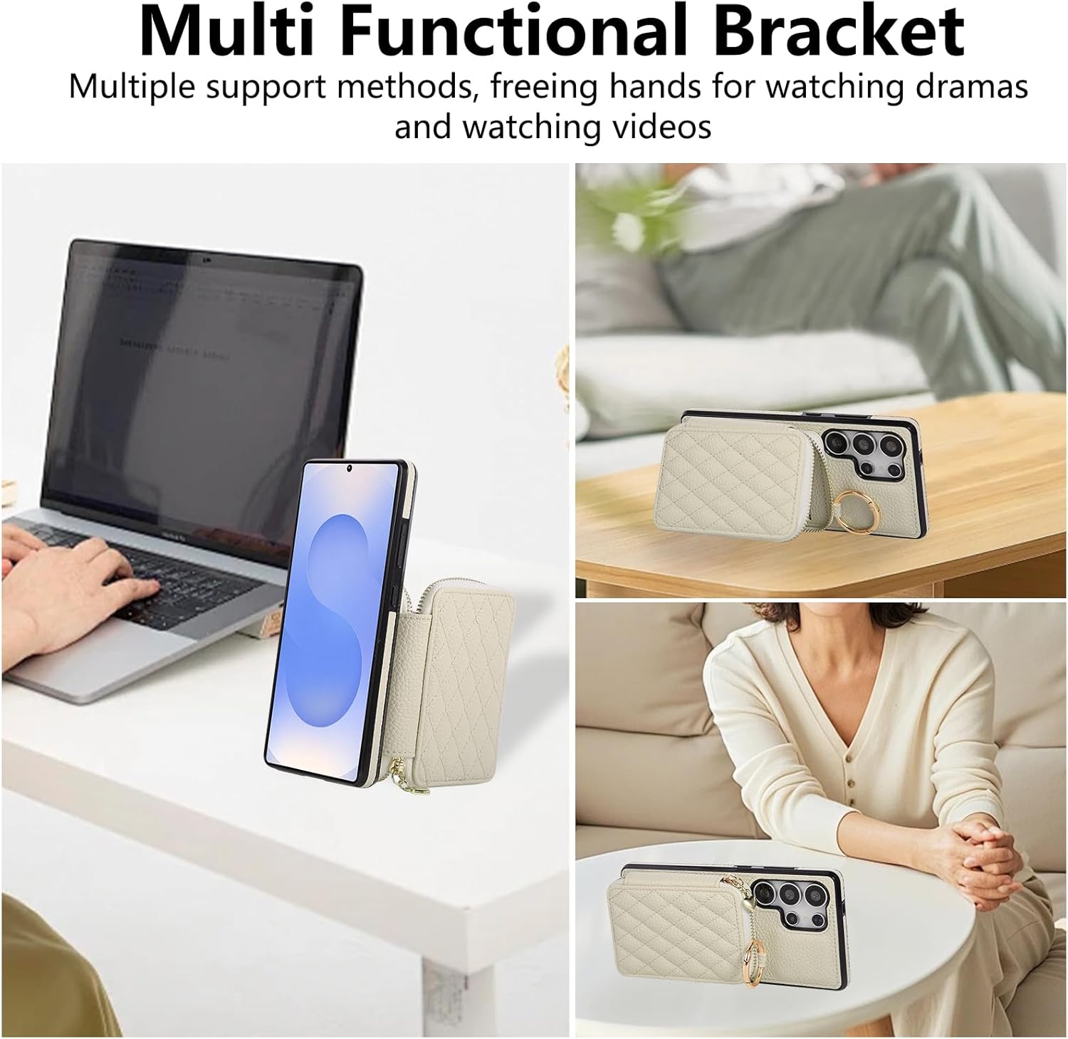 Asuwish Phone Case for Samsung Galaxy S26 Ultra 5G Zipper Wallet Cell Cover with Screen Protector Ring Credit Card Holder Slot Crossbody Strap Lanyard S26Ultra 26S S 26 26Ultra 6.9 2026 Women Beige