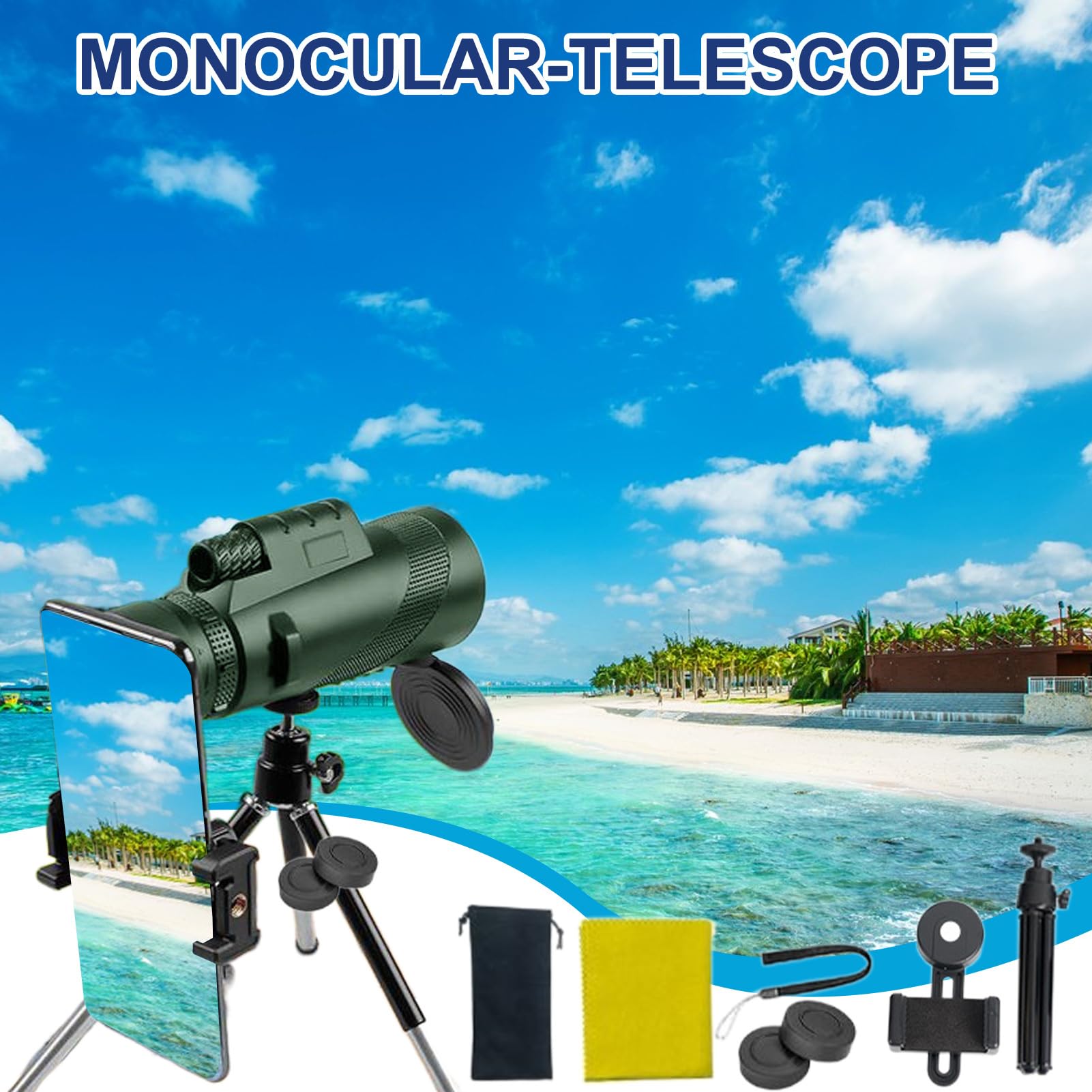 K&F Concept Monocular Telescope IP68 Waterproof 12x50 HD Mobile Phone Telescope with Arca Interface for Bird Watching, Hunting, Hiking, Concerts