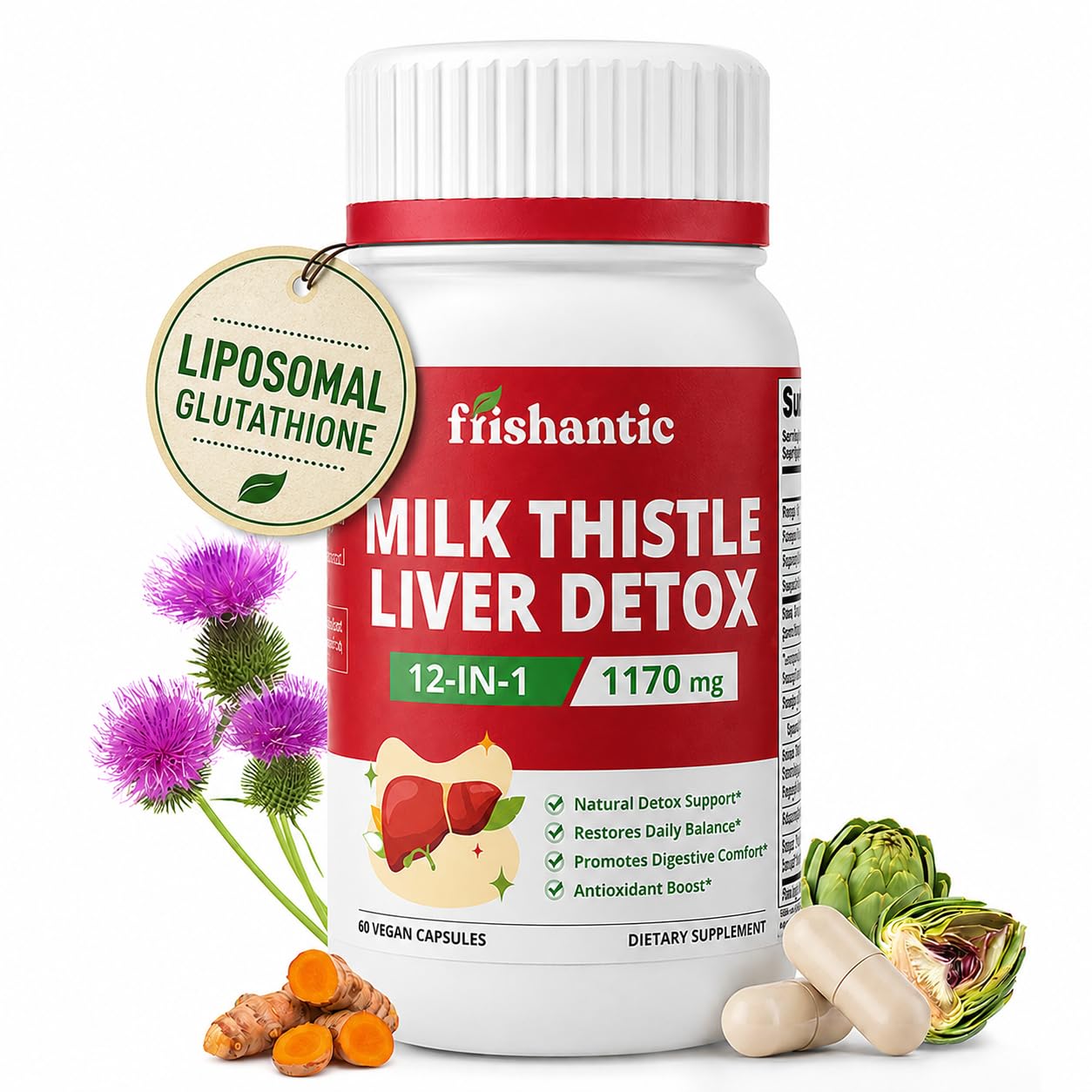 Milk Thistle Liver Detox 320mg 60 Capsules, 30-Day Supply