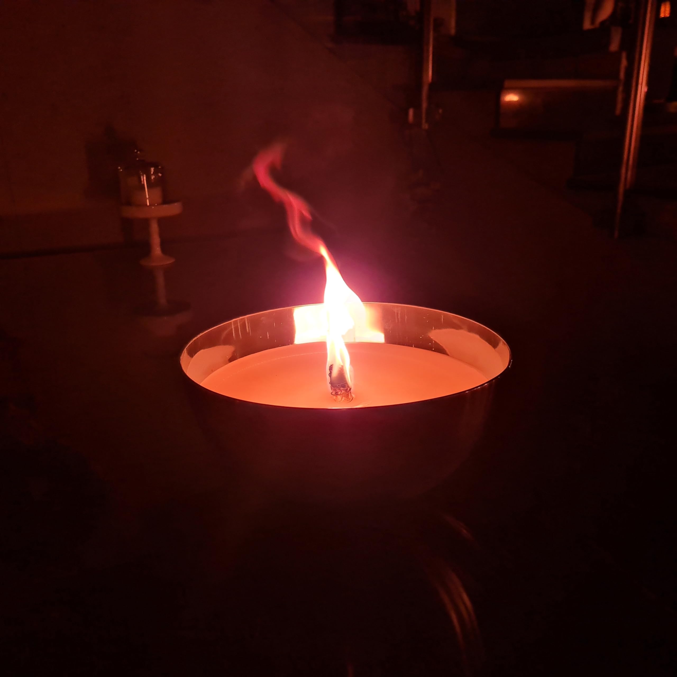 Schwabenfire XL Outdoor Kerze mit Dauerdocht in Edelstahl Schale 23,5cm Balkondekoration Outdoorkerze wiederverwendbar Geschenke für Frauen Schwabenfeuer große Kerze 100% Handgemacht in Deutschland