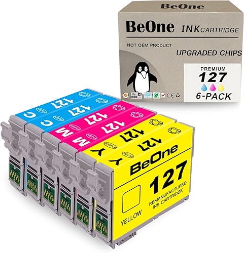 BeOne Cartuchos de tinta T127 remanufacturados para Epson 127 para usar con Workforce 60 545 630 633 635 645 840 845 WF-3520 WF-3530 WF-3540 WF-7010