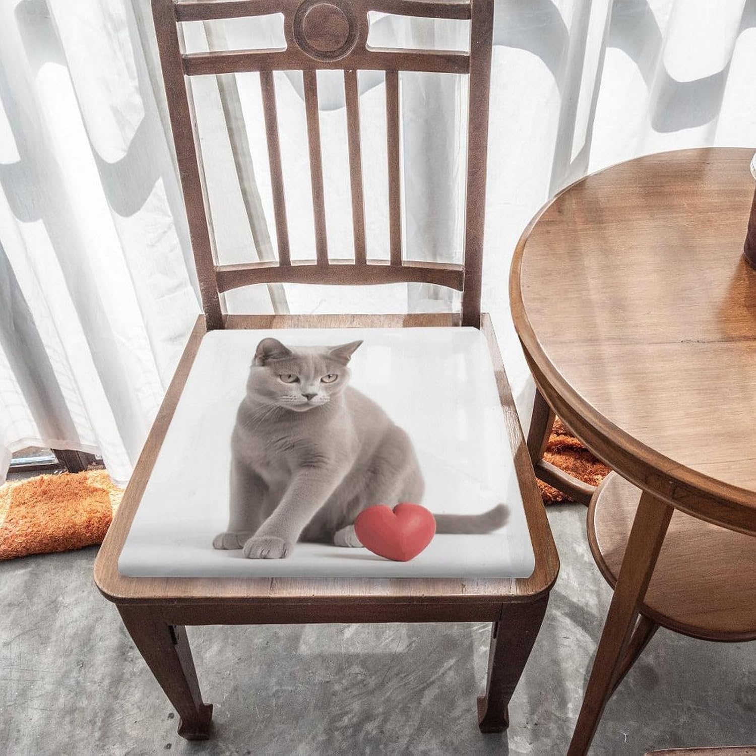 Cat Playing with Toys Chair Cushion Floor Pillow Stool Cushion | Cushions with Removable Cover with Square Memory for for Chair Living Room Balcony Office Sofa,13.8*15*1.2 Inch