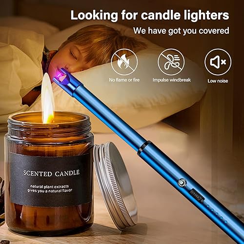 Miniatura 6 de Navpeak Encendedor de velas de cuello largo a prueba de viento, encendedor de arco eléctrico para estufa de gas, chimenea, barbacoa, parrillas de