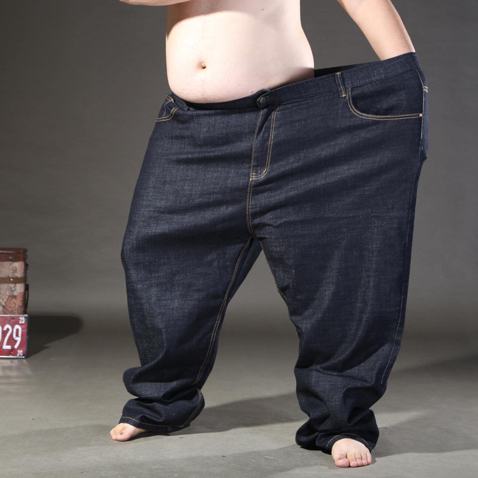 Jeans Herren Jeanshosen Hose Freizeithose Plus Größe 12Xl Frühling Winter Jeans Herren Hosen Hosen Oversize Jeans Elastizität Gerade Baumwollhose Große Jeansgröße 68 70 Locker