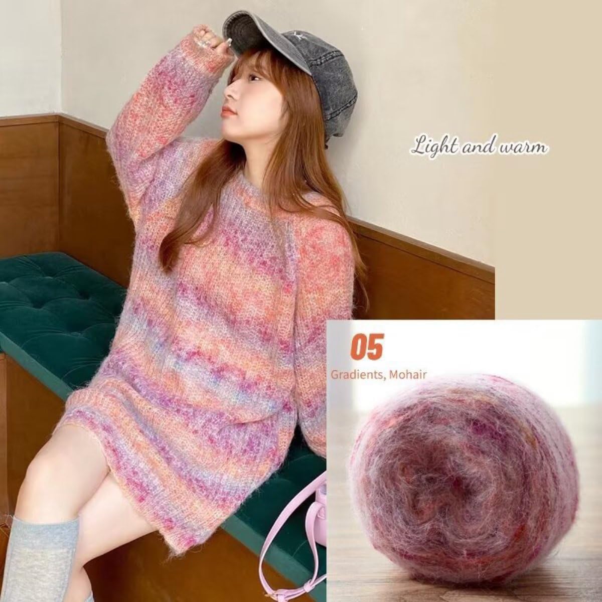 Paquete de 4/8 ovillos suaves de Mohair Casere, lana degradada multicolor para suéteres acogedores, proyectos de punto y manualidades, perfecto para tejedores y artesanos (100 g)