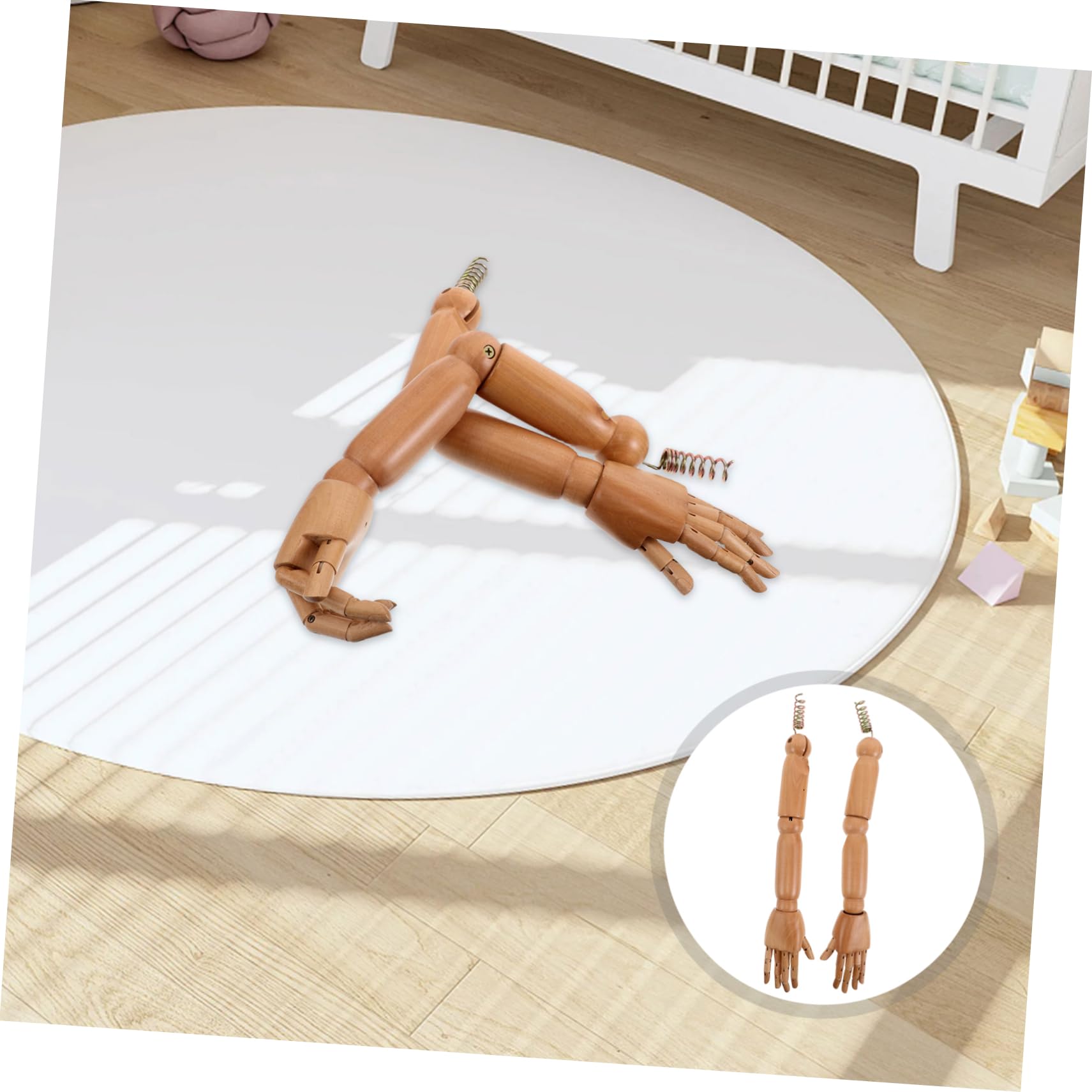 WOONEKY Bras de Mannequin Articulé en Bois avec Mains, Lot de 1 Paire
