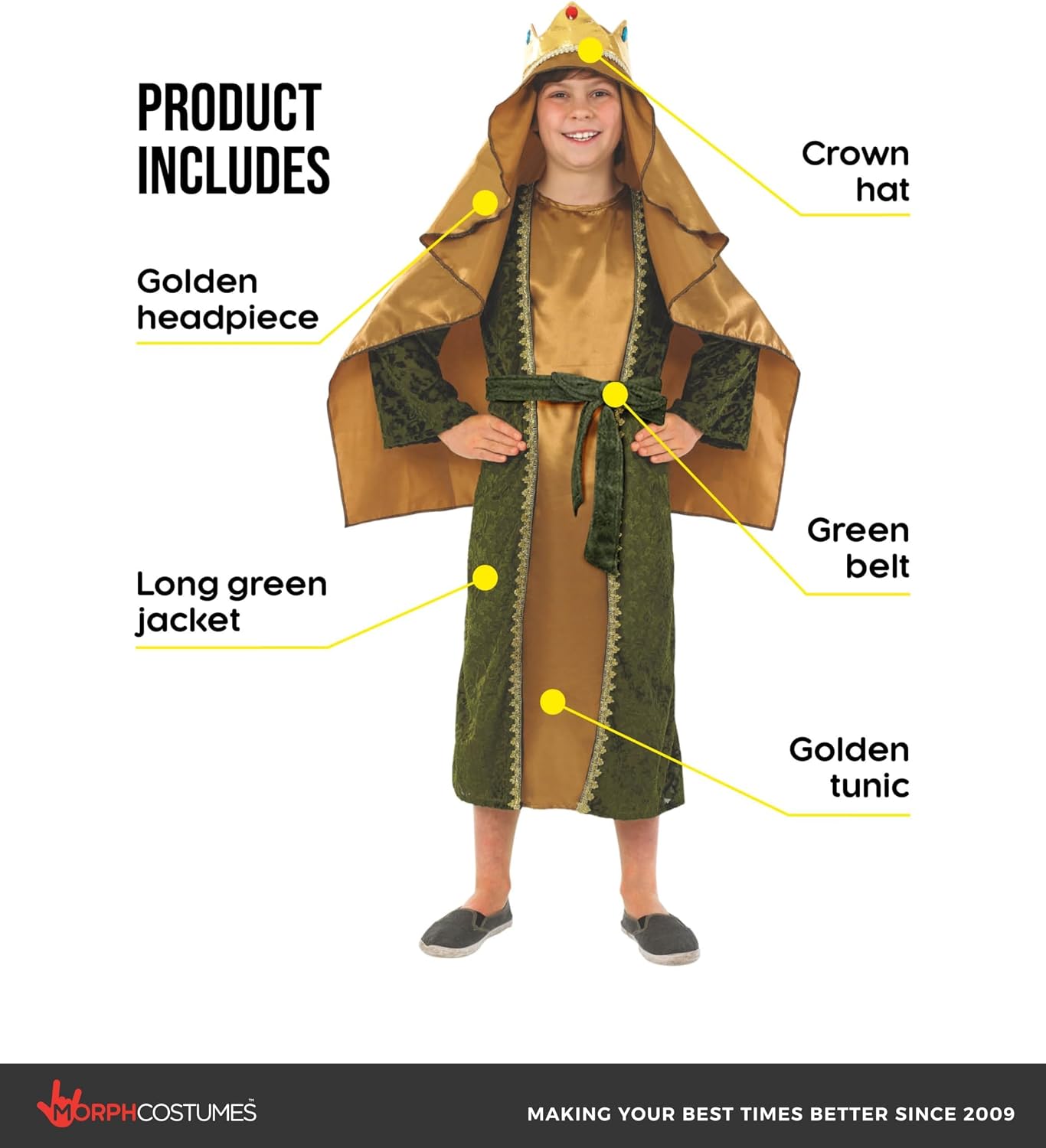 fun shack Gold Wiseman Costume Kids, Wise Man Costume for Kids, Nativity Costumes for Boys, Christmas Costumes Boys, Small