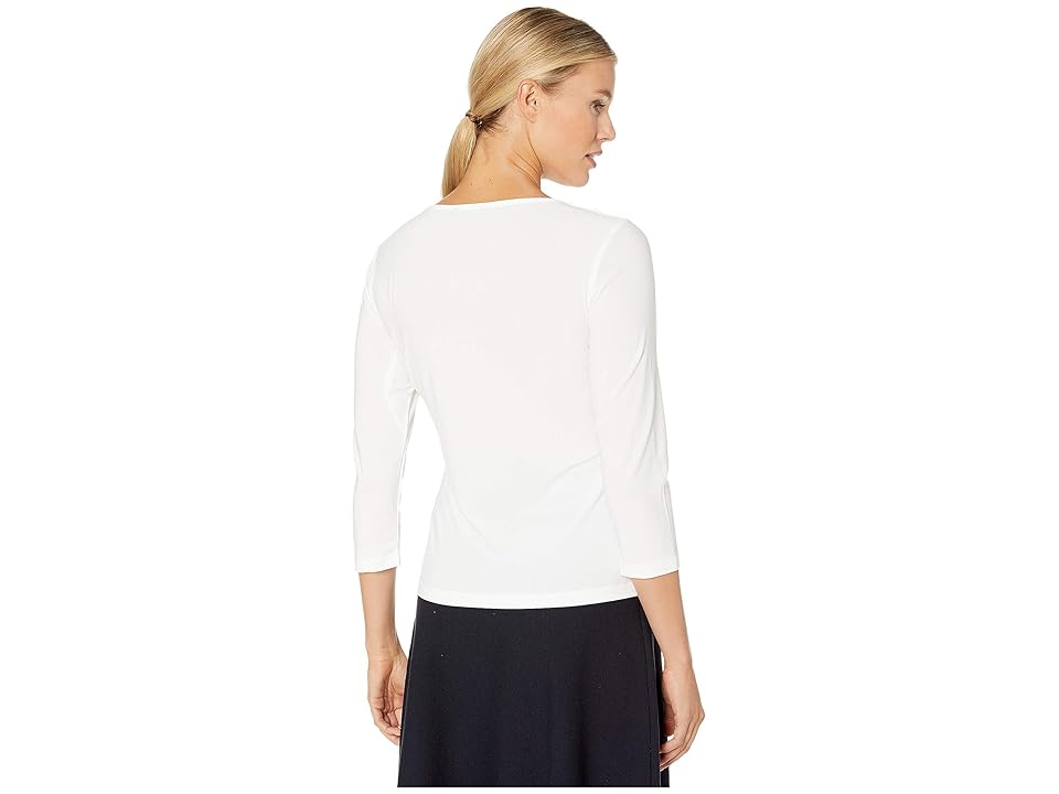 

Tommy Hilfiger 3/4 Sleeve Grommet Top (Ivory) Women's Clothing, White