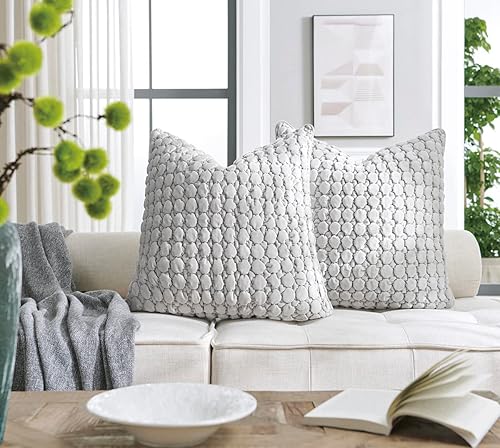 Vista 18 de Juego de 2 fundas de almohada bohemias de 18 x 18 pulgadas, fundas de almohada decorativas de estilo rural de terciopelo, fundas de cojín cuadradas