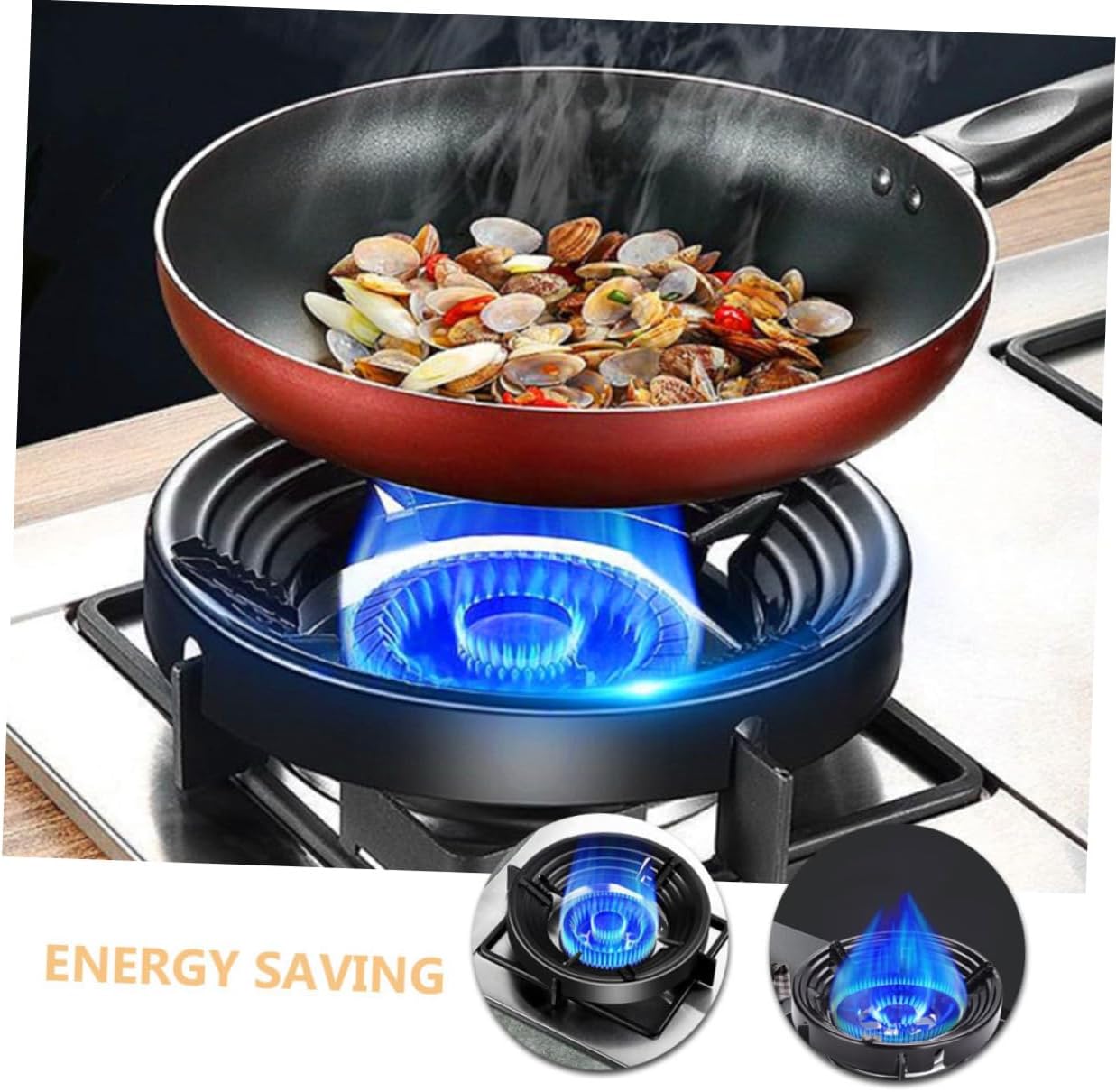 2pcs Stable Base Gas Stove Pan Holder Windproof Wok Stand Cooktop Range Trivet Replacement for Stir-Fry Cooking