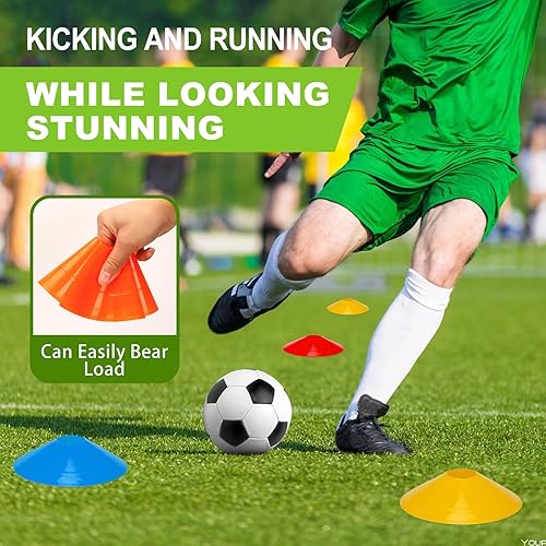 Miniatura 18 de Juego de 25 conos de fútbol de agilidad con bolsa de transporte y para conos de fútbol para entrenamiento, fútbol, baloncesto, entrenamiento, conos