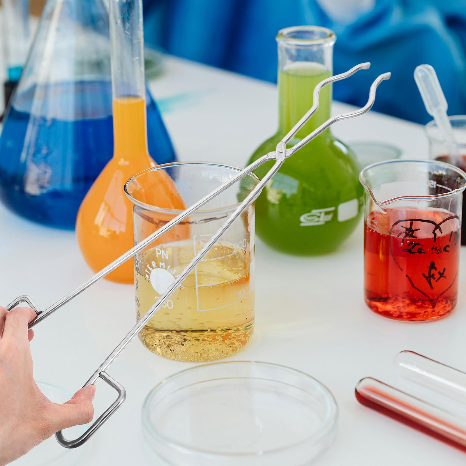 SMASOLO Pinza per Crogioli in Acciaio Inossidabile 50 CM a Mezza Bocca, Strumento di Fusione Metalli per Uso Professionale in Laboratorio di Biochimica