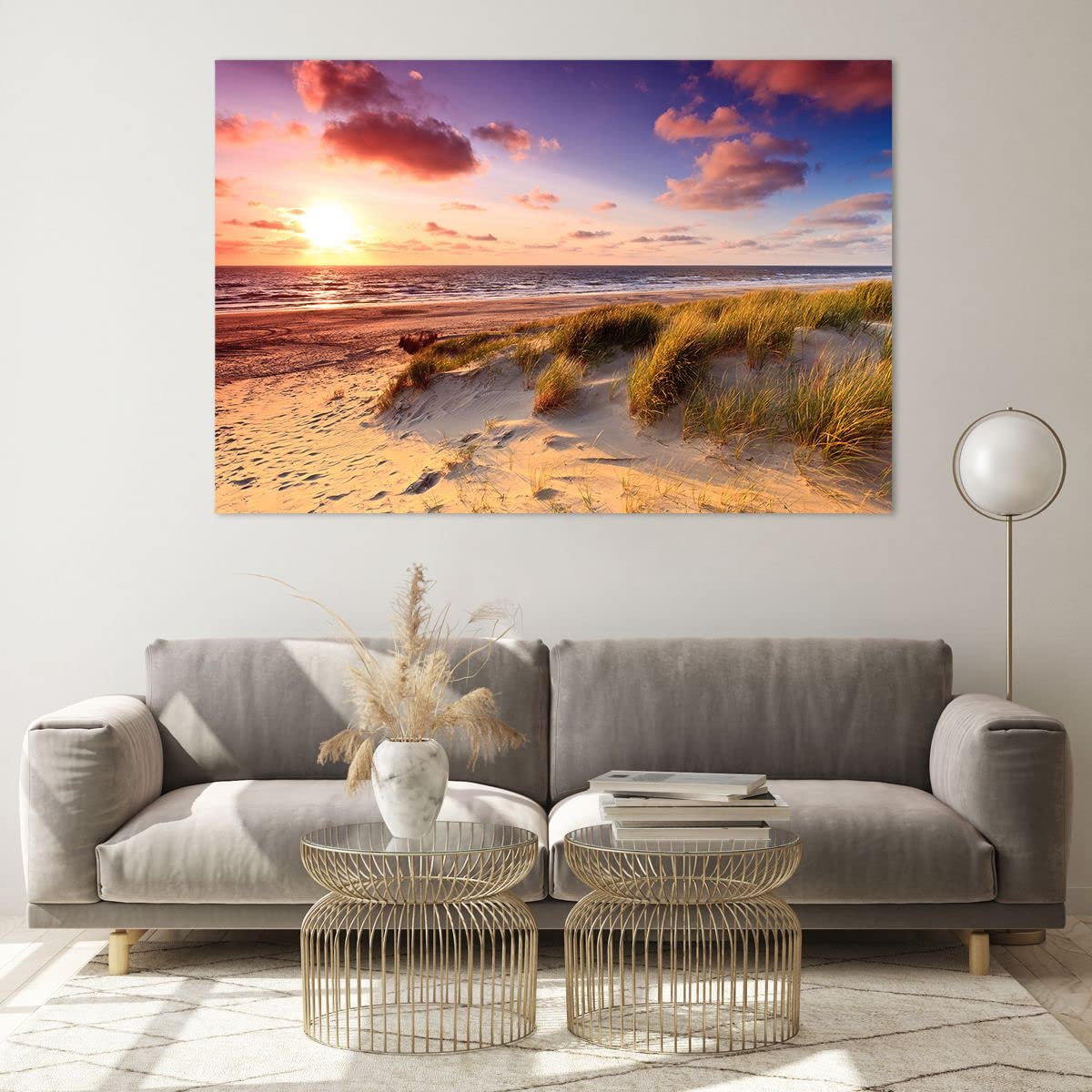 Deco Cadre Salon Mer Plage Dune Moderne Impression Sur Verre 120x80cm Image Tableau En Verre Decoration Murale Chambre Cuisine Horizontal Art Wall Grand XXL Tableaux Decoratifs Muraux GAA120x80-3540