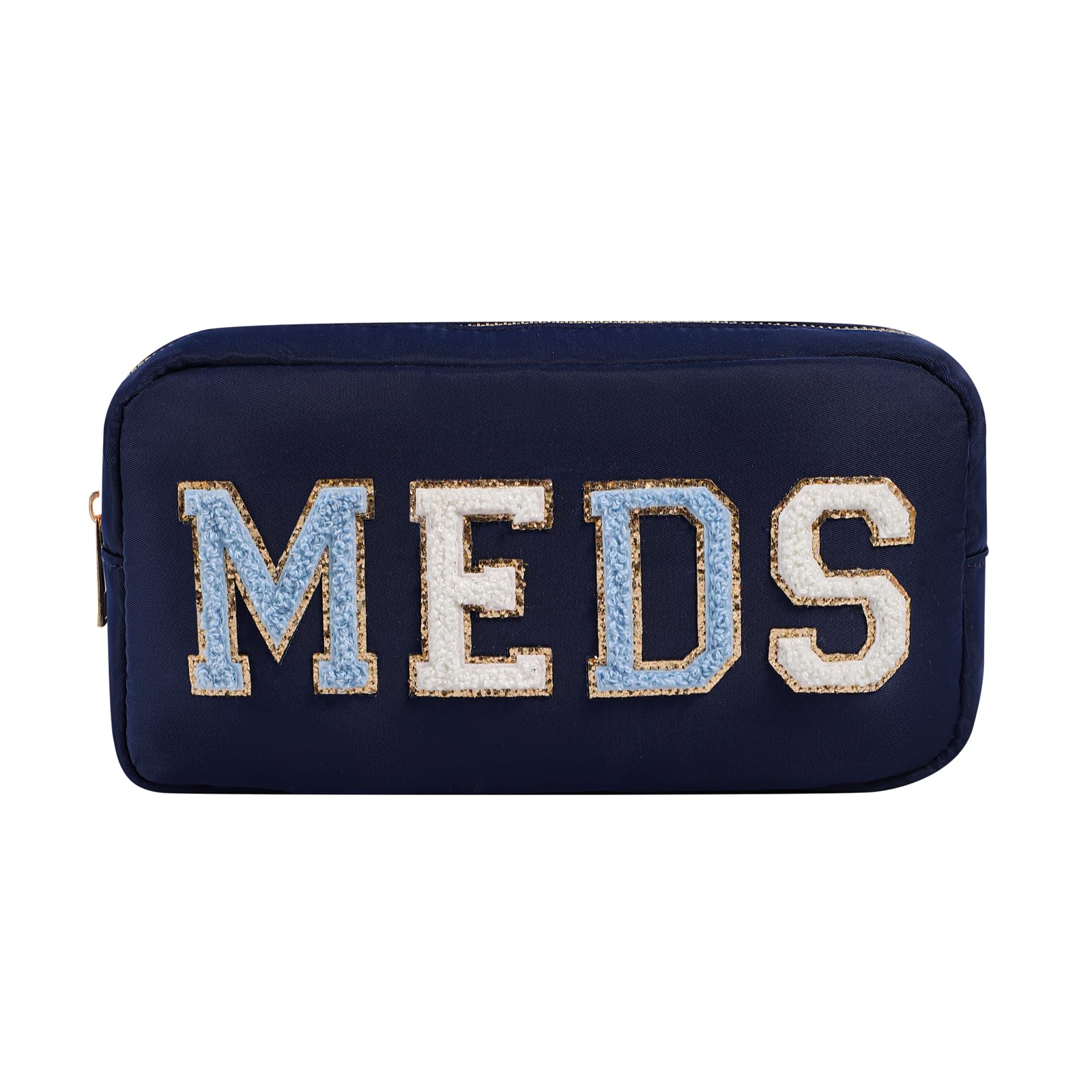 Meds Reise-Make-up-Tasche aus Chenille, Nylon, mit Metall-Reißverschluss, Erste-Hilfe-Geldbörse, Organizer, Kosmetiktasche für Damen und Mädchen, 03navy, 10in*5in*2in, Für Reisen